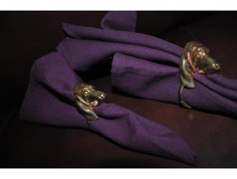 Basset Hound Brass Napkin Ring Package