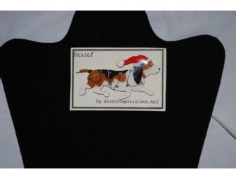 Basset Hound Christmas Pin and Earrings Set