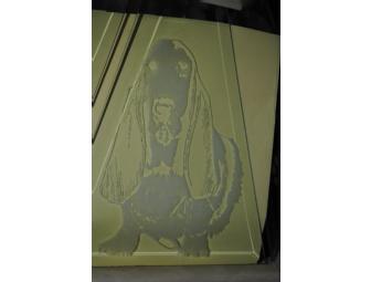 Basset Hound Glass Etched Hanging Light