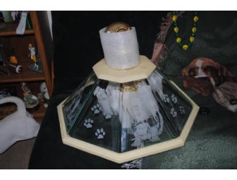 Basset Hound Glass Etched Hanging Light