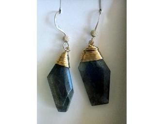 Hand Crafted 14k Gold Fill Necklace with Labradorite, with Matching Earrings