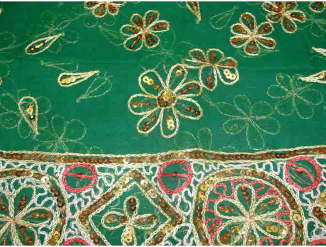 Altar Cloth from the Divine Mother's Sari - Green and Sparkley