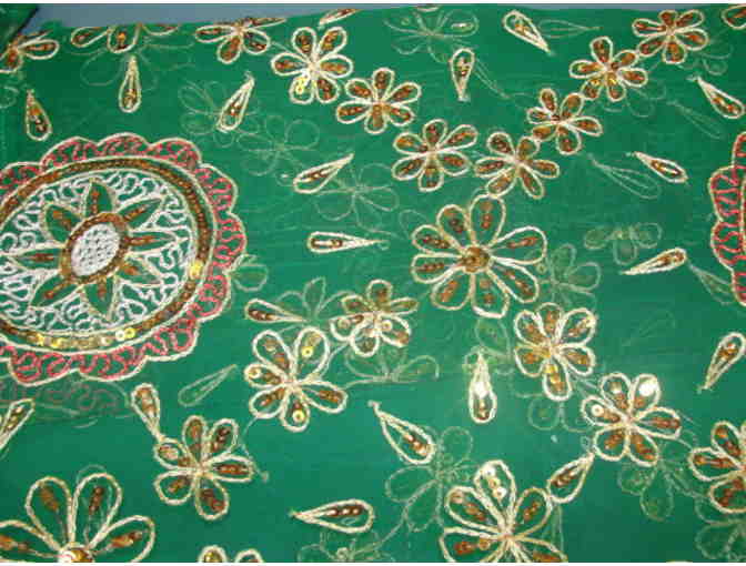 Altar Cloth from the Divine Mother's Sari - Green and Sparkley