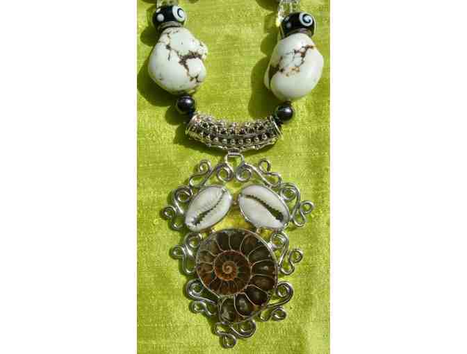 'White Buffalo Emerging' Gemstones & Silver Necklace with Matching Earrings