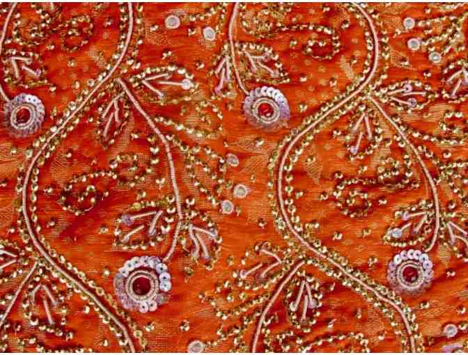 Rare, Traditional Handmade Bengali Sari - Deep Orange