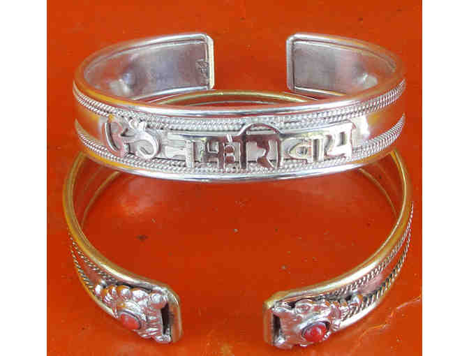 Sterling Silver Om Namah Shivaya Bracelet (1/2') blessed in Haidakhan, India