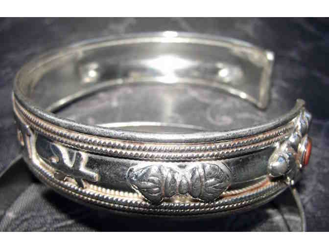 Sterling Silver Om Namah Shivaya Bracelet (1/2') blessed in Haidakhan, India