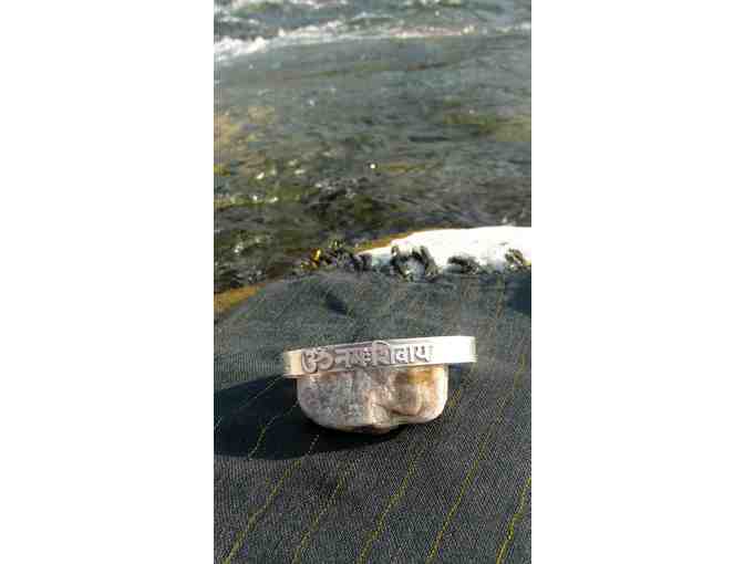 Sterling Silver Om Namah Shivaya Bracelet (thin size, 3/8') blessed in  Haidakhan, India