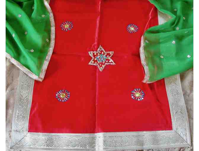 Red Silk Altar Cloth from Babaji's room in Haidakhan (22'x20')