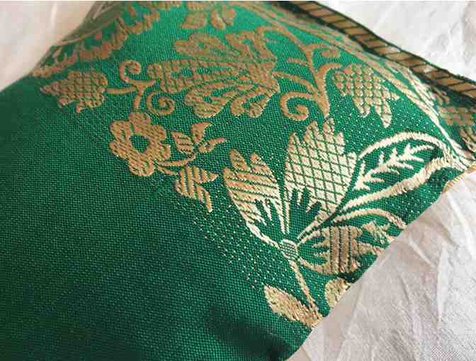 Silky Green Eye Pillow made from the Divine Mother's Saris and Organic Lavender