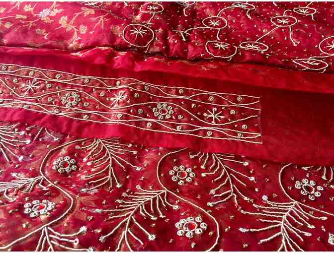 Rare, Traditional Handmade Bengali Sari - Deep Red