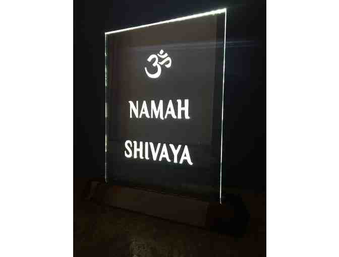 Exquisite Engraved Lighted Glass Om Namah Shivaya Free Standing Piece of Art