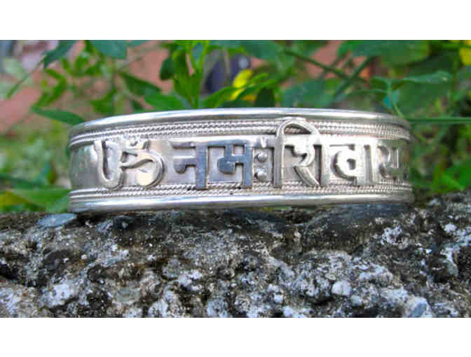 Sterling Silver Om Namah Shivaya Bracelet (1/2') from Haidakhan, India