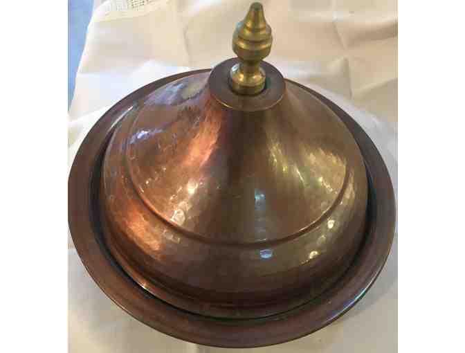 Antique Copper Covered Bowl From Turkey