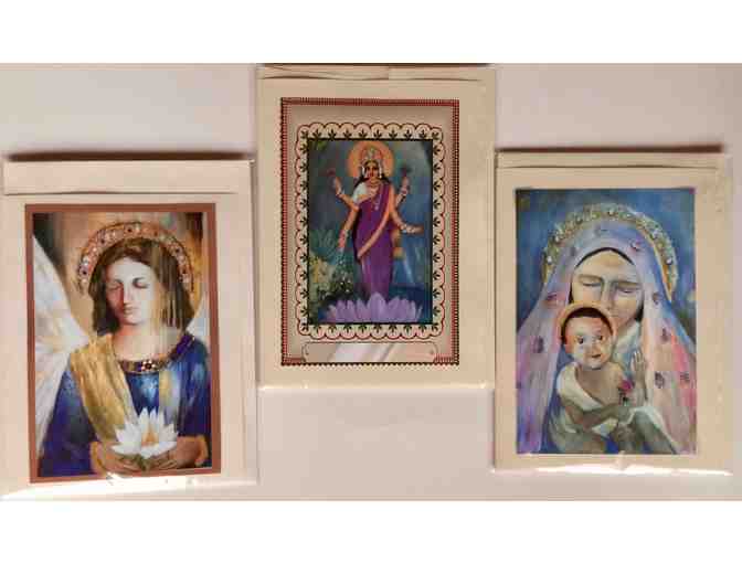 3 Art Greeting Cards by Rita Berault - Mother Lakshmi, Angel, and Madonna &amp; Child - Photo 1