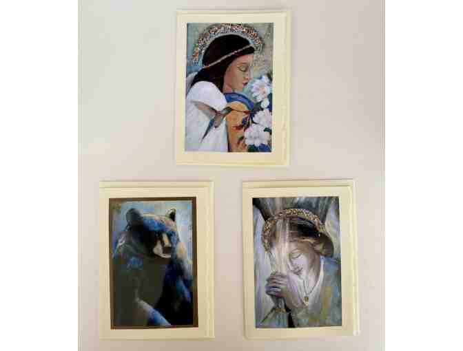 3 Art Greeting Cards by Rita Berault - Two Angels & a Spirit Bear