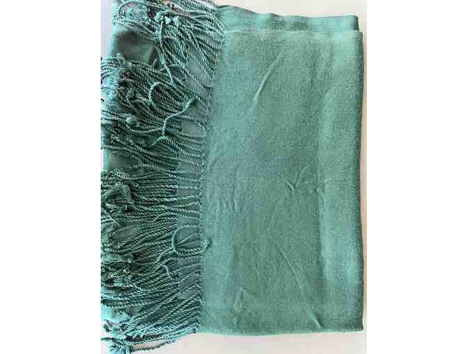 Beautiful Teal Green Pashmini Shawl Worn by the Divine Mother at Night.