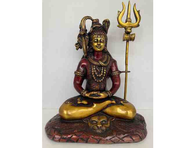 12' 2-Tone Brass Sitting Murti of Lord Shiva - Magnificent!