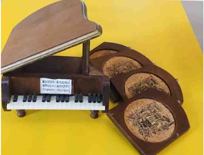 PRICE DROP ALERT: Vintage Grand Piano Coaster Set + Vintage Enesco Piano Music Box - Photo 1