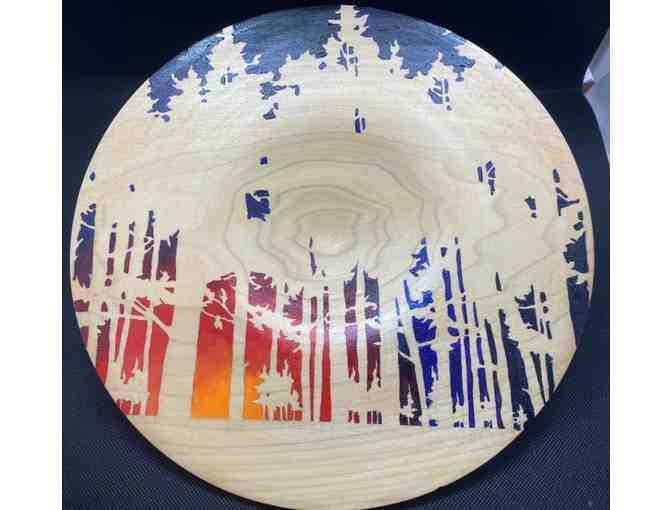 PRICE DROP ALERT: 'Abstract Trees' Ash Wood Platter by Ladd, Painted by Corrin Pumphrey