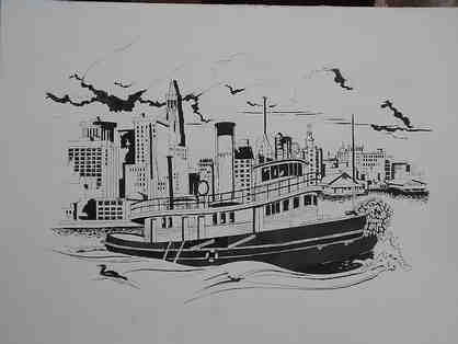 PRICE DROP ALERT: "Tugboat in Inner Harbor before Baltimore Skyline" by Jonathon S. Fuqua