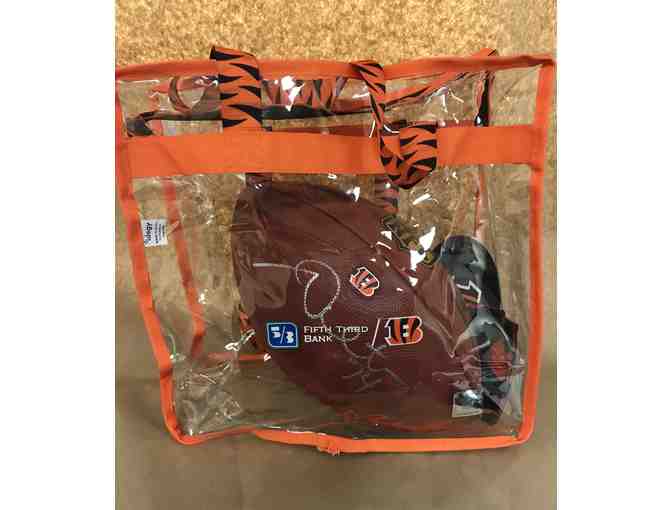 BENGALS FAN PACK - ANDY DALTON SIGNED FOOTBALL, FIFTH THIRD STADIUM BAG, MAGNET & KOOZIES