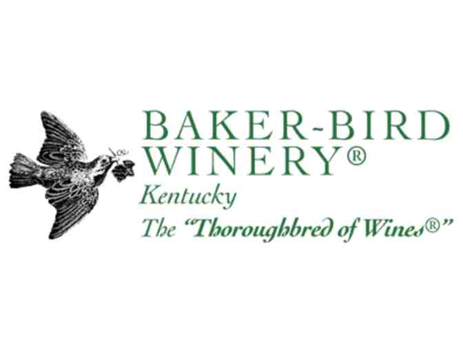 BAKER-BIRD WINERY - TWO CHEESE PLATES AND FOUR LOGO GLASSES