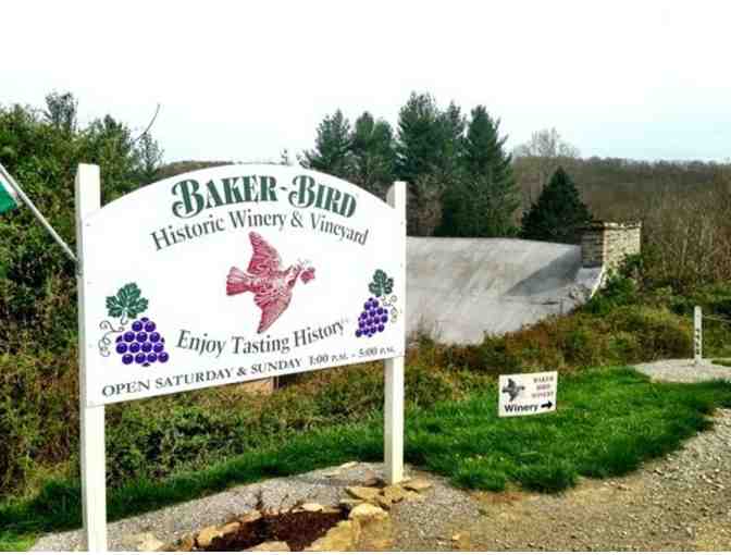 BAKER-BIRD WINERY - TWO CHEESE PLATES AND FOUR LOGO GLASSES