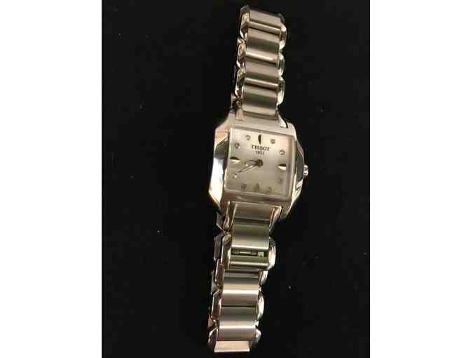 PHILIP BORTZ JEWELERS - TISSOT WATCH - STAINLESS STEEL T-WAVE DIAMOND MOTHER OF PEARL FACE