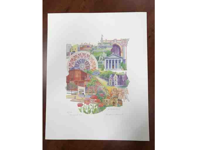 JAN BROWN CHECCO - SIGNED LITHOGRAPH OF ORIGINAL WATER COLOR PAINTING - 'CINCINNATI ARTS'