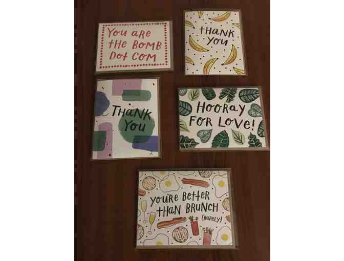 HANDZY SHOP + STUDIO - GREETING CARDS - SET OF FIVE DIFFERENT MESSAGES  - BLANK INSIDE