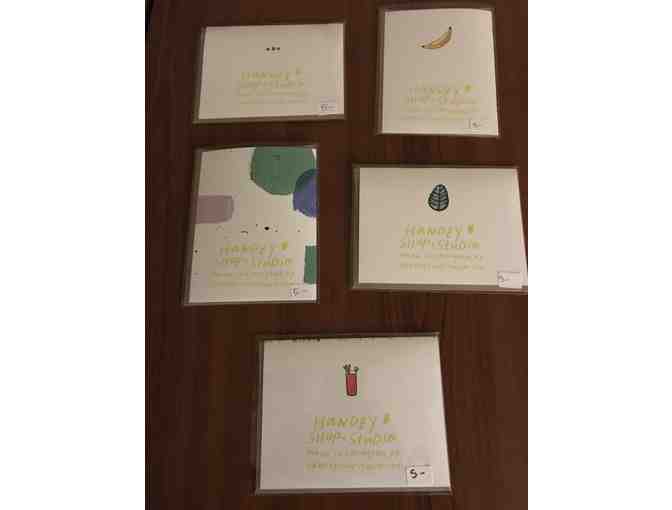 HANDZY SHOP + STUDIO - GREETING CARDS - SET OF FIVE DIFFERENT MESSAGES  - BLANK INSIDE