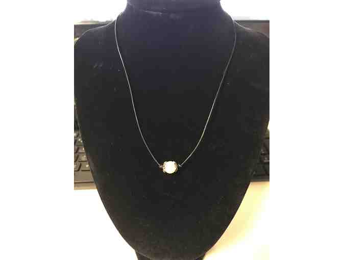 PHILIP BORTZ JEWELERS - FRESHWATER PEARL IN  STERLING SILVER ON 18' BLACK CORD NECKLACE