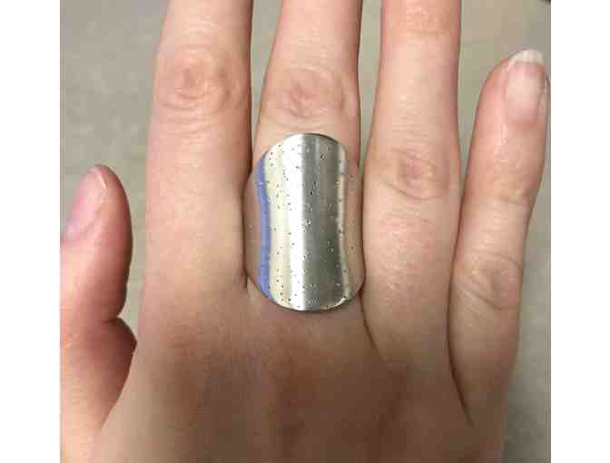 PHILIP BORTZ JEWELERS - STERLING SILVER 'SPARKLE' CONCAVE STATEMENT RING