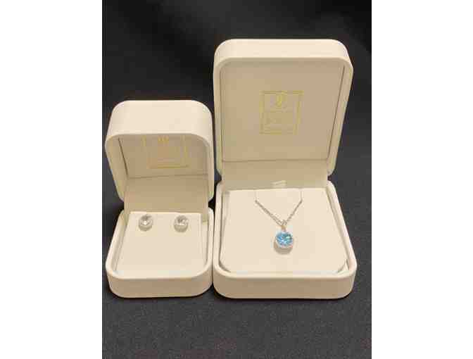 Philip Bortz Jewelers - Blue Topaz and Diamond Necklace and Earring Set