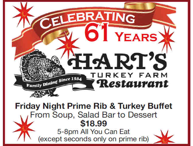 $25 Hart's Turkey Farm Restaurant Gift Certificate