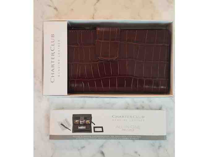 Charter Club All-in-One Tab Leather Clutch