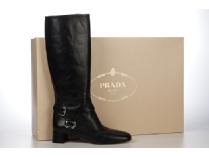 Black Leather Prada Boots
