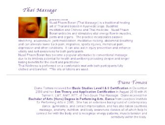 90 Minute Thai Massage with Diane Tomasi