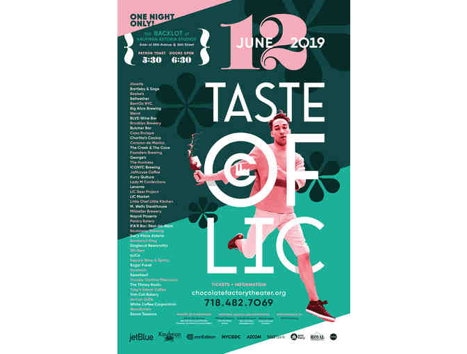 Two tickets to a Fall 2019 performance at the Chocolate Factory Theater and Taste of LIC