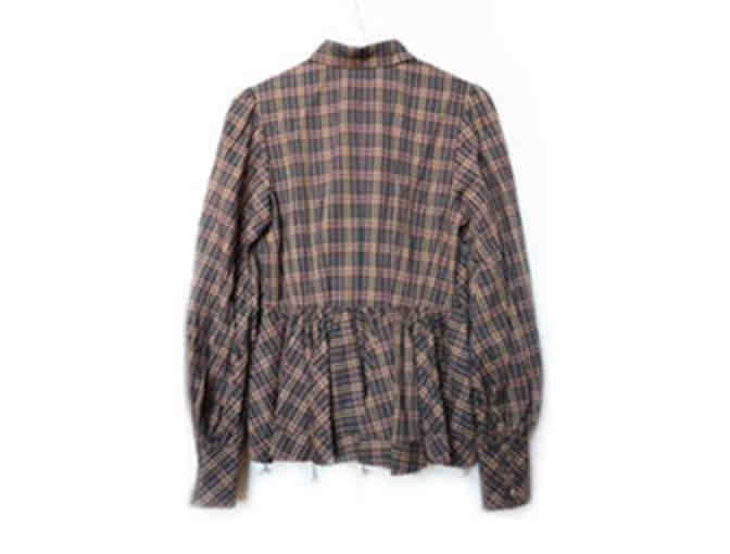 Petersyn Collared Button-Up Plaid Top, Size M