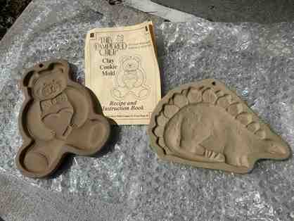 Two Clay Cookie Molds-Bear and Dinosaur