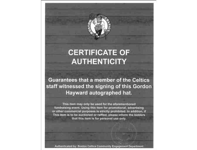 Boston Celtics snapback signed by Gordon Hayward