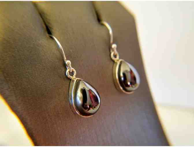 Hematite and Silver Drop Earrings