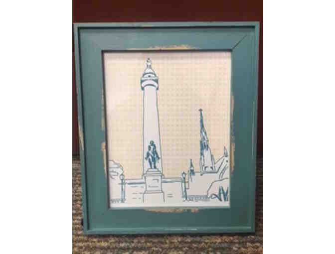 Framed Washington Monument, Mount Vernon, Baltimore Poster from Tiny Dog Press