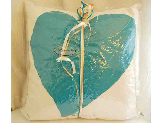 Blue Hand-printed Heart Pillow from MacKimmie Co in Lenox