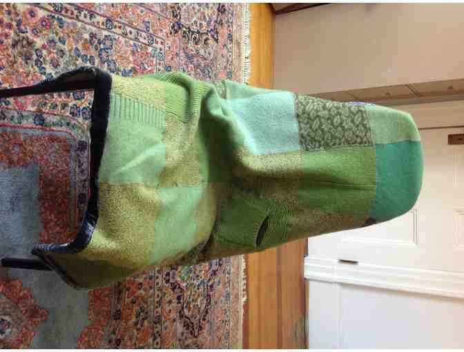 Handmade Green Wool Lap Throw by Crispina