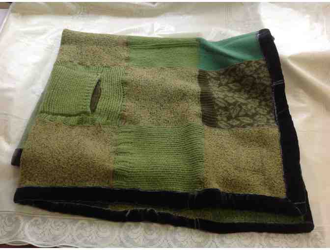 Handmade Green Wool Lap Throw by Crispina