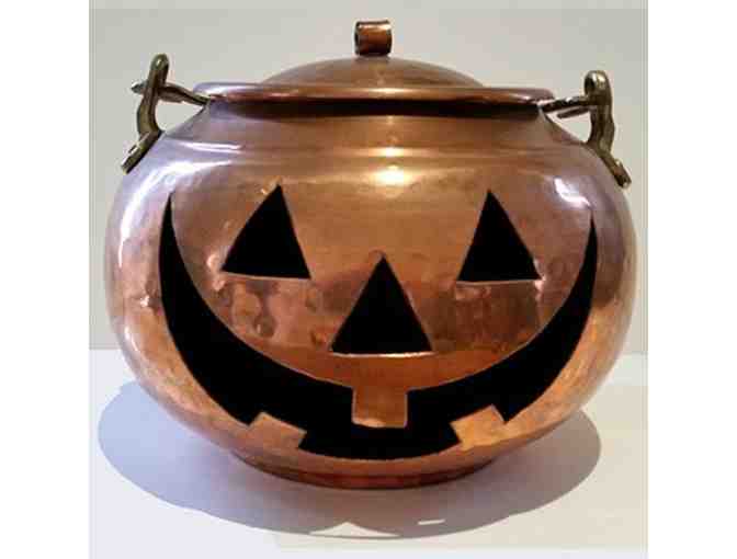 Vintage Halloween Hammered Copper Jack O'Latern Kettle