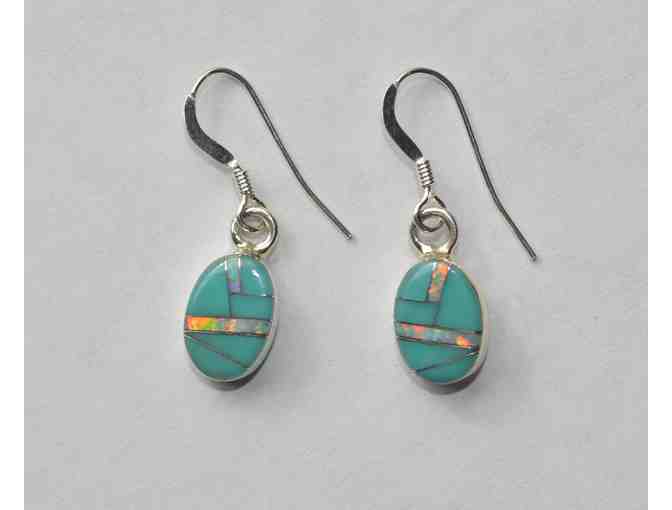 Sterling, Turquoise and Opal Earrings